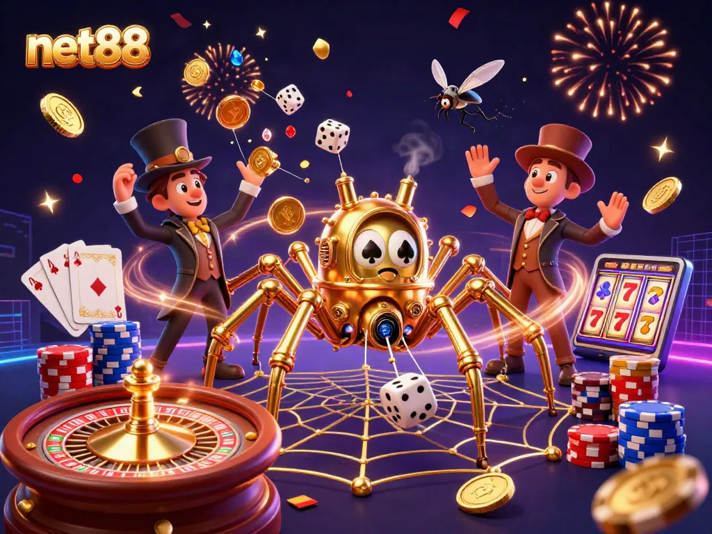 Engage in thrilling gameplay at net88 with vibrant casino elements in a rich 3D illustration.