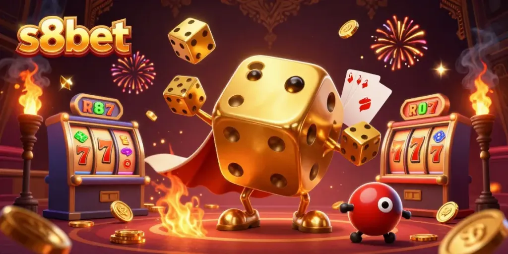 Engage with s8bet and experience thrilling casino excitement through a vibrant scene of dice and jackpots.